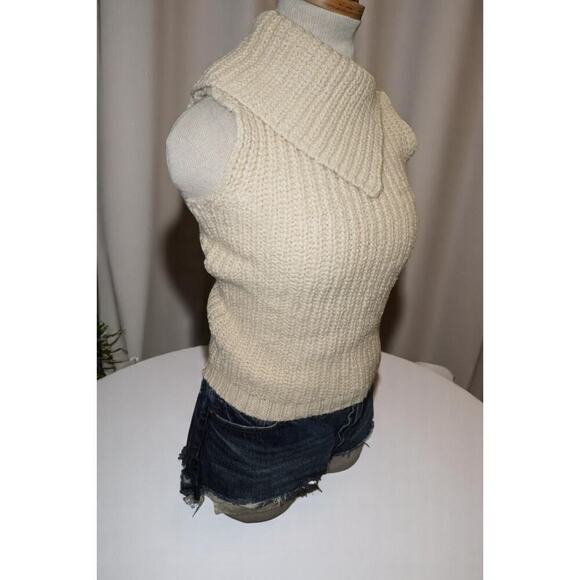 J.Crew Sleeveless Chunky Knit Sweater – Size Small – Foldover Collar Wool Blend - Picture 3 of 6